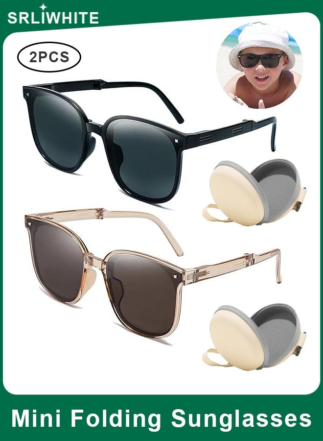 اسرلي وايت نظارات شمسية محمولة للأطفال، مستقطبة، حماية من الأشعة فوق البنفسجية UV400+، مع حافظة تخزين، قابلة للطي، مناسبة للأولاد والبنات. - Image 1